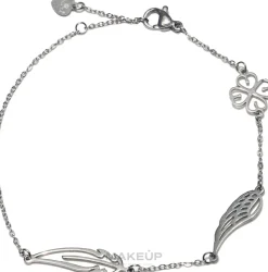 Armband für Damen Feder Flügel und Herzen silbern