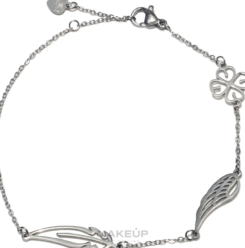 Armband für Damen Feder Flügel und Herzen silbern