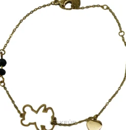 Armband für Frauen Teddybär und Herz golden