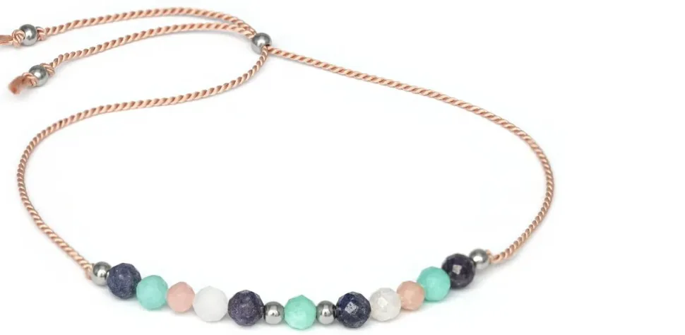 Armband mit Amazonit, Angelit, Mondstein und Saphir