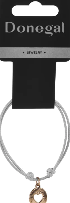 Armband mit Anhänger 'Then', 6413, hellgrau mit Herz-Anhänger