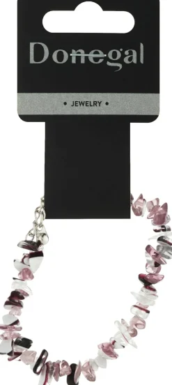 Armband mit Perlen, 6428, weiß-violett-transparent