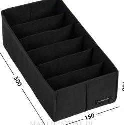 Aufbewahrungs-Organizer mit 6 Fächern schwarz 30x15x10 cm Home