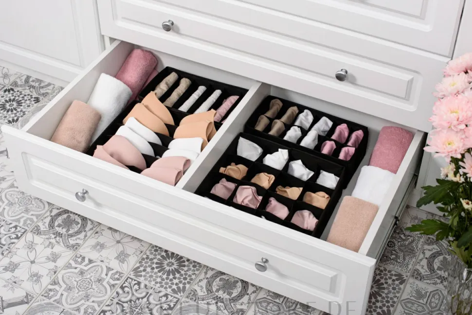 Aufbewahrungs-Organizer mit 6 Fächern schwarz 30x15x10 cm Home