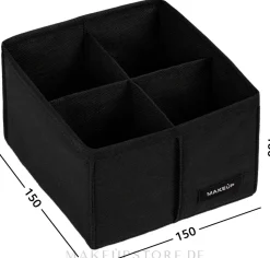 Aufbewahrungs-Organizer mit 4 Fächern schwarz 15x15x10 cm Home