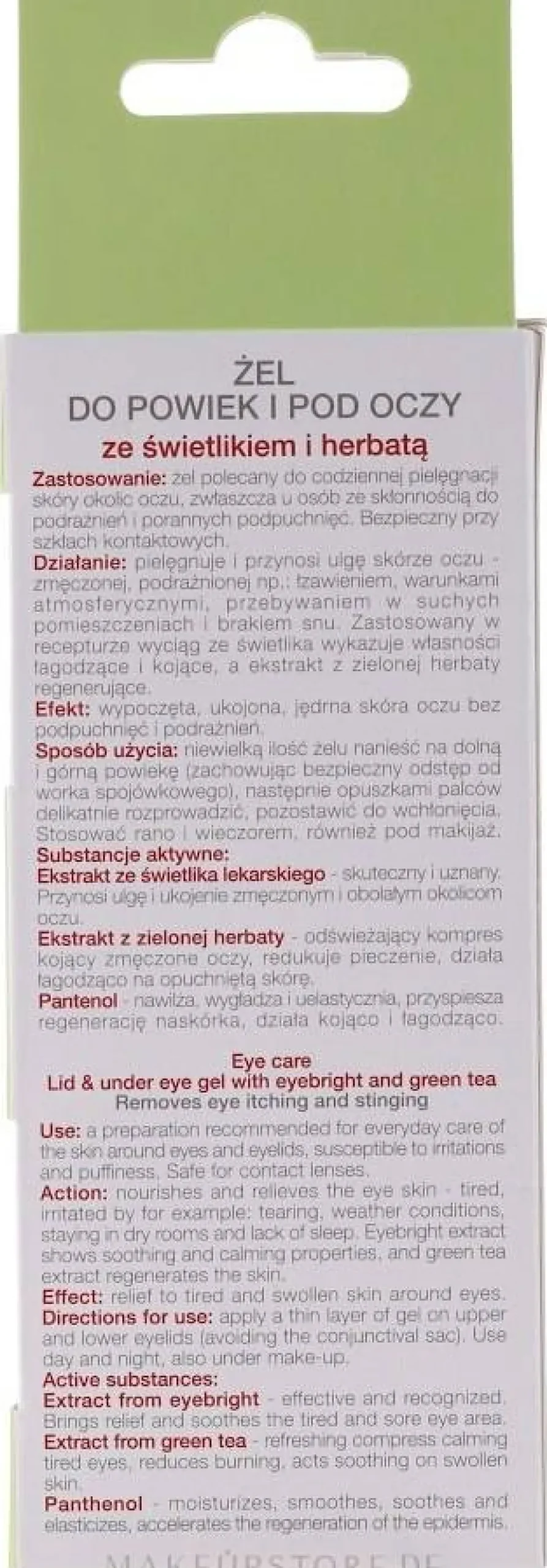 Augenkonturgel mit grünem Tee und Augentrost