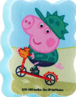 Badeschwamm für Kinder Peppa Pig Georg auf dem Fahrrad blau