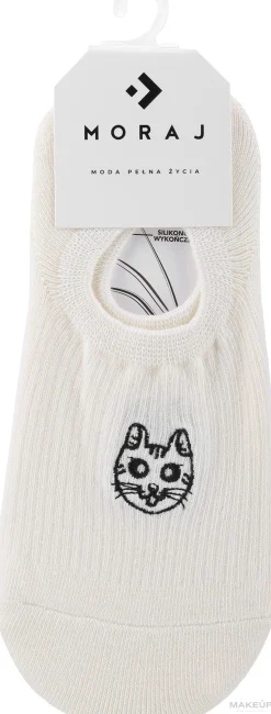 Ballerina-Füßlinge mit Spitze CDB300-009 milchweiß mit Katze
