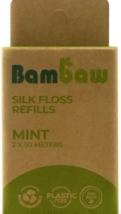 Biologisch abbaubare Zahnseide mit frischem Minzgeschmack 2x50m