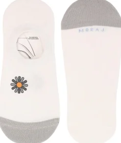 Damen Kurzsocken, mit Blume, CDB200-404, weiß mit grau