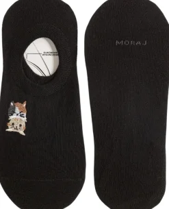 Damen Sneakersocken-Set mit Katzenstickerei, CDB200-360/3, weiß + beige + schwarz