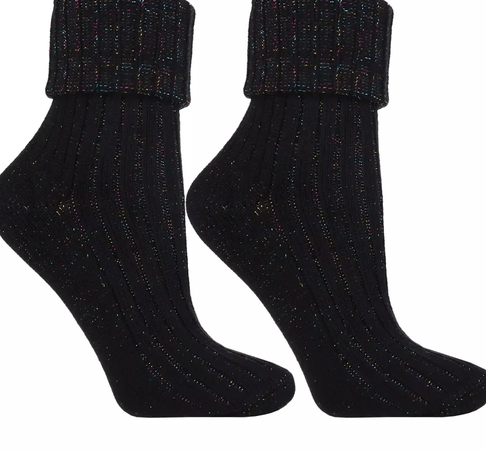 Damen Socken mit Lurex, CSL300-342, schwarz