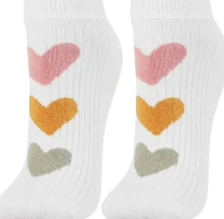 Damen-Baumwollsocken bis zum Knöchel, CSD240-163, weiß mit Herzen