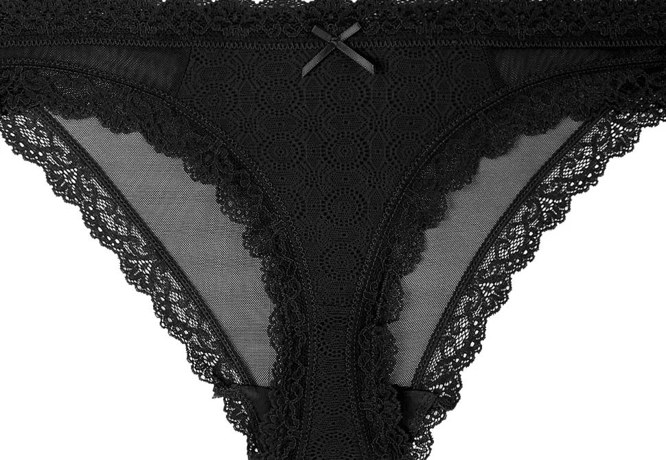 Damen-Bikinihöschen mit Schleife, BCL700-013, schwarz