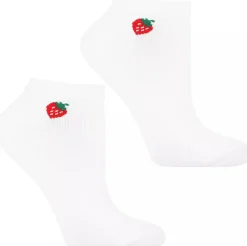 Damenknöchelsocken, CSD240-103, weiß mit Erdbeeren