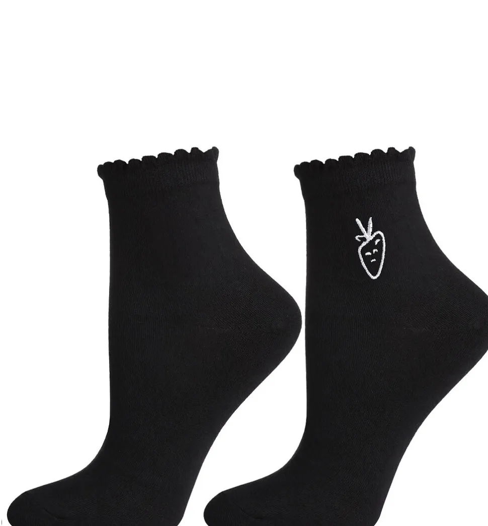 Damensocken 3/4, CSL200-145, schwarz mit Karotten