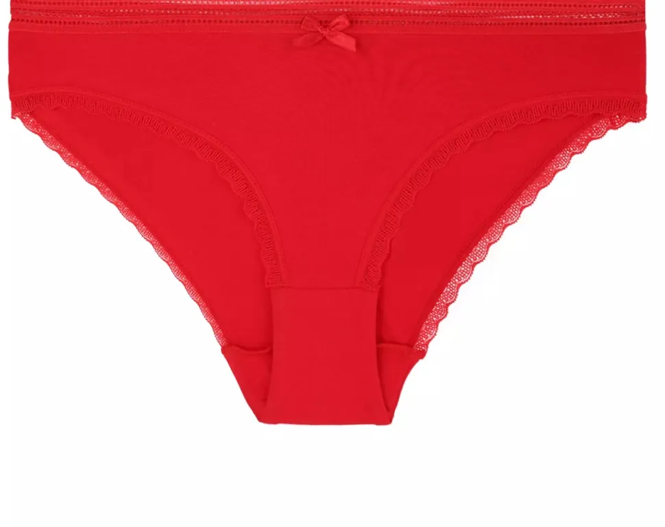 Damen-Spitzen-Slips, rot