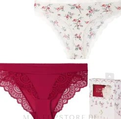 Damenunterhosen Limitierte Auflage, rosa/weiß mit Blumenmuster, 2 Stück