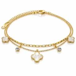 Doppeltes Armband aus chirurgischem Stahl „Klee“