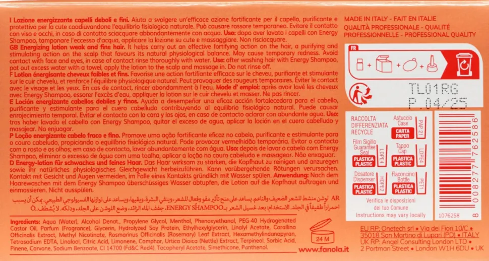 Energetisierende Lotion für schwaches und dünnes Haar