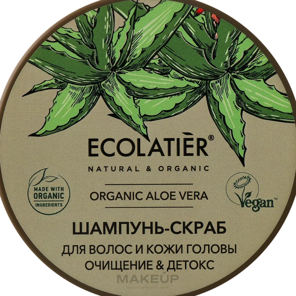 Entgiftendes Haar- und Kopfhaut-Peelingshampoo mit Bio-Aloe-Vera-Extrakt, Babassuöl und Vitaminen