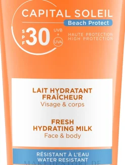 Erfrischende und feuchtigkeitsspendende Sonnenschutzmilch für Körper und Gesicht SPF 30