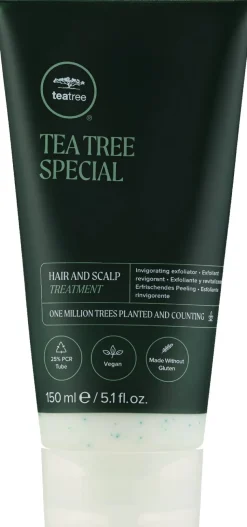 Erfrischendes und wohltuendes Peeling für Haar und Kopfhaut mit Teebaum