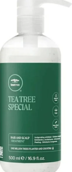 Erfrischendes und wohltuendes Peeling für Haar und Kopfhaut mit Teebaum