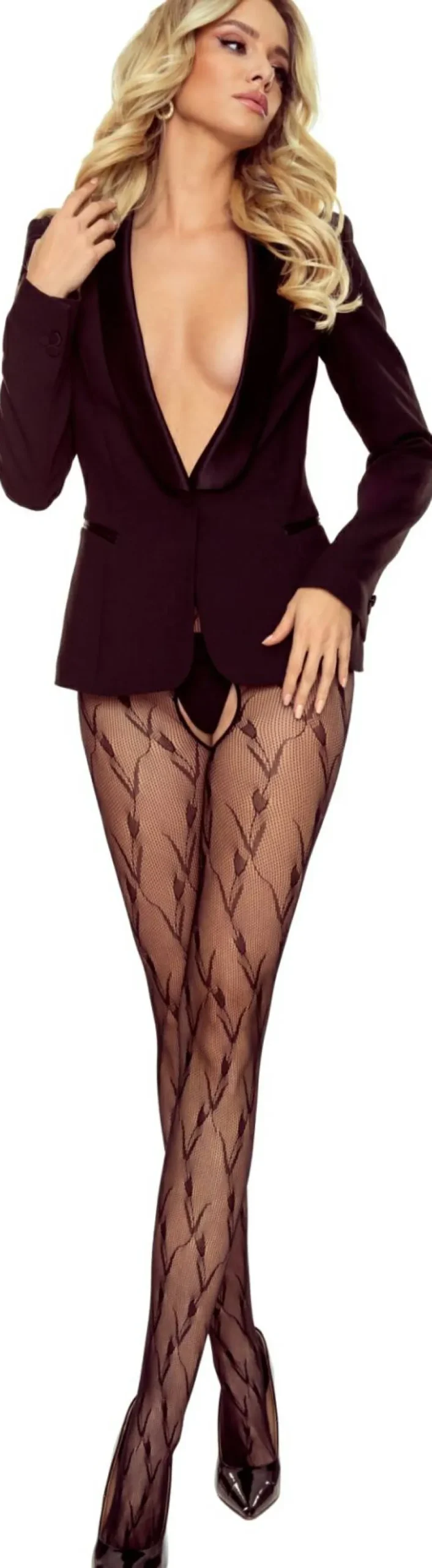 Erotische Strumpfhose mit Ausschnitt Tiopen 036, schwarz
