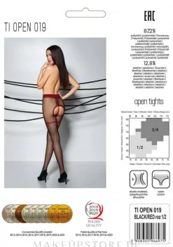 Erotische Strumpfhose mit Ausschnitt Tiopen 019 20 Den black/red