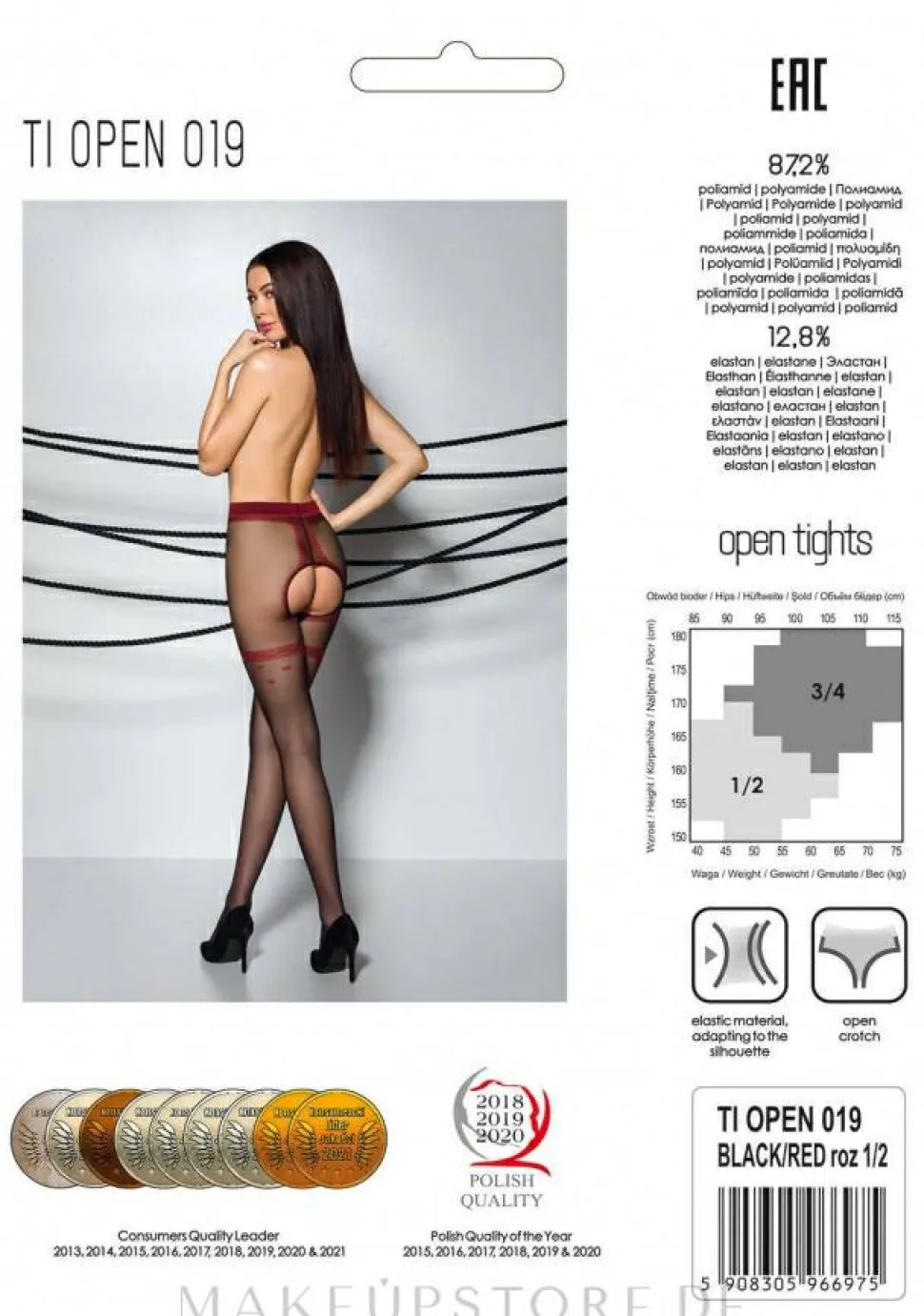 Erotische Strumpfhose mit Ausschnitt Tiopen 019 20 Den black/red