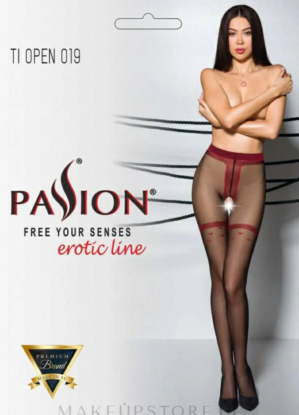 Erotische Strumpfhose mit Ausschnitt Tiopen 019 20 Den black/red