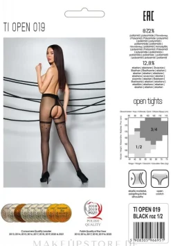 Erotische Strumpfhose mit Ausschnitt Tiopen 019 20 Den black