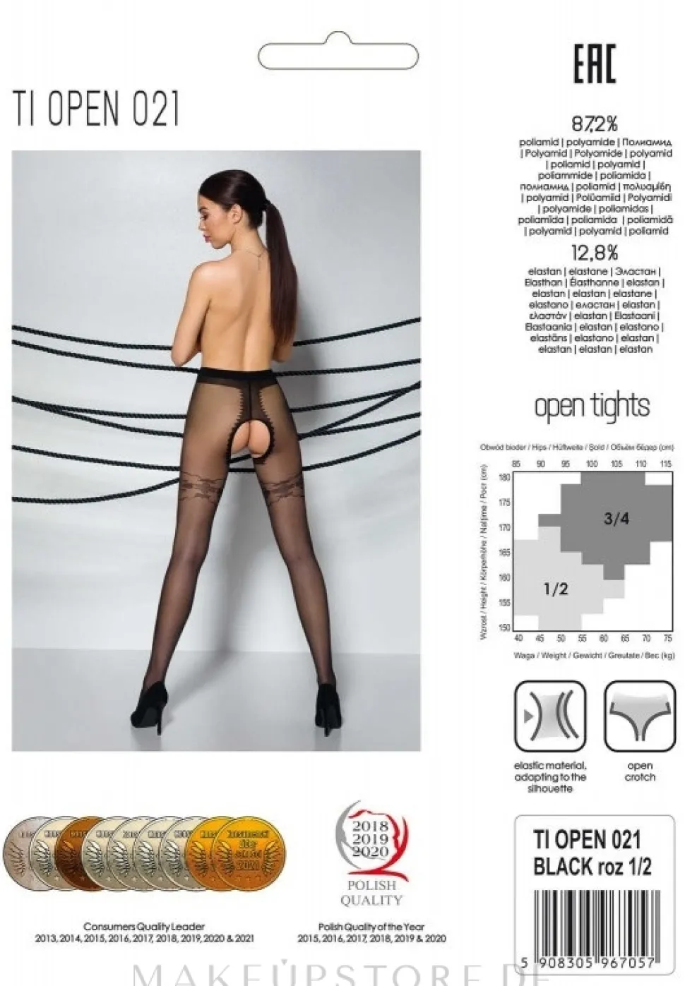 Erotische Strumpfhose mit Ausschnitt Tiopen 021 20 Den black