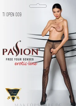 Erotische Strumpfhose mit Ausschnitt Tiopen 009 20 Den black