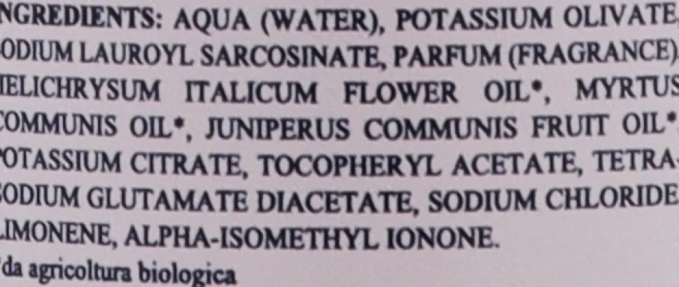 Flüssigseife aus organischen Blumen und Beeren Sardiniens