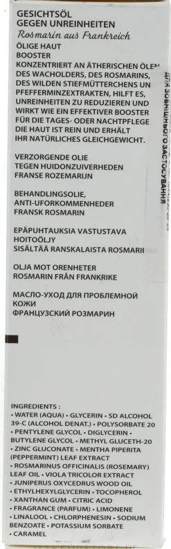 Gesichtspflegeöl gegen Unvollkommenheiten für fettige Haut mit französischem Rosmarin
