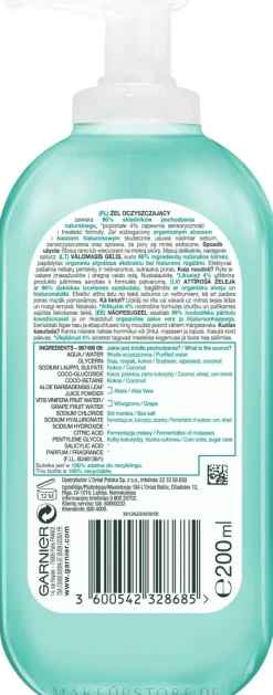 Gesichtsreinigungsgel zur Porenverfeinerung mit Hyaluronsäure und Aloe