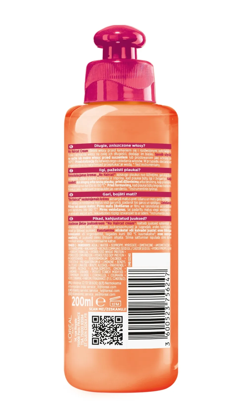 Haarcreme mit Keratin, Vitaminen und Rizinusöl
