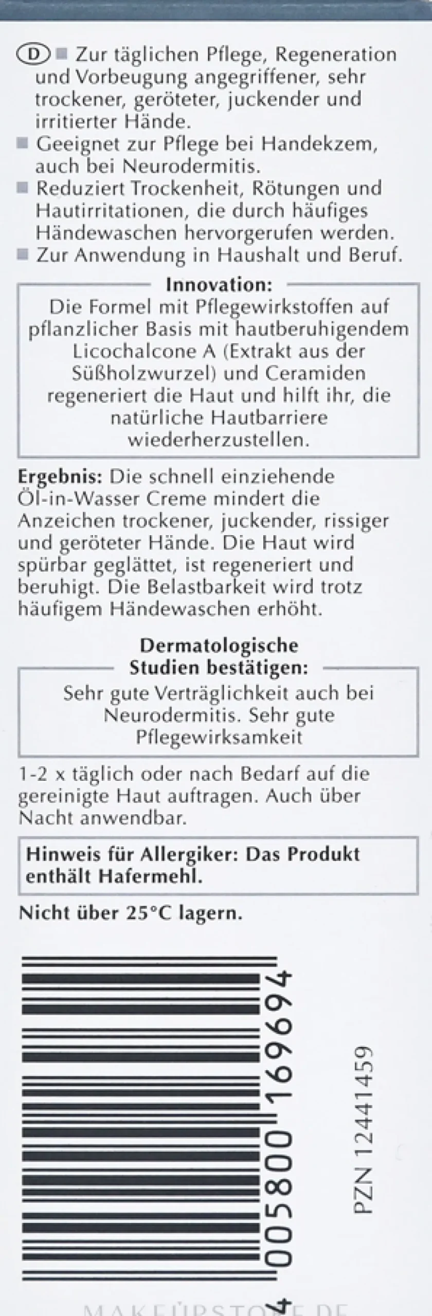 Handcreme für angegriffene, trockene, spröde Haut