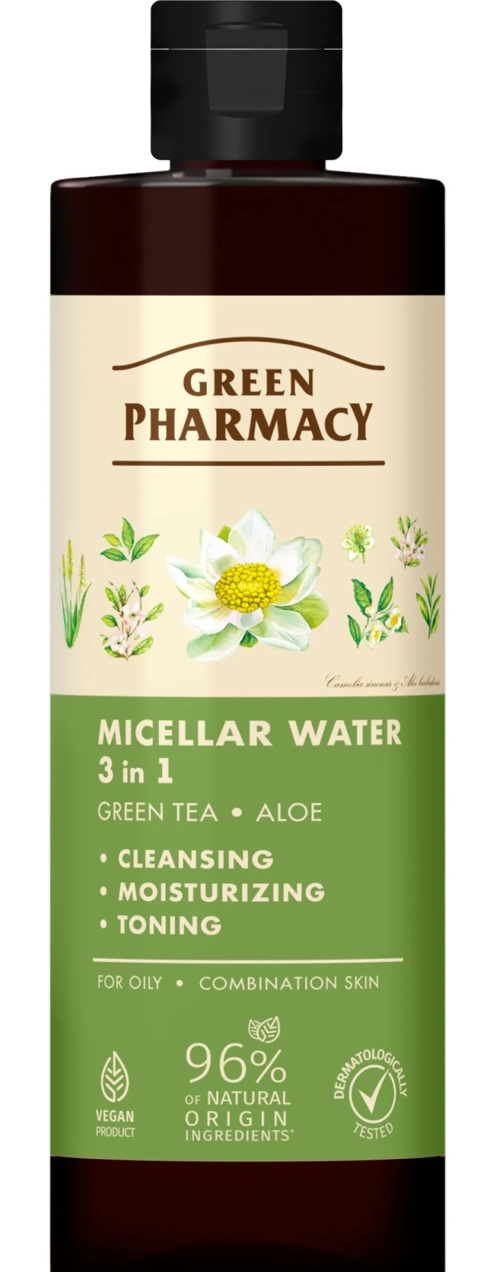 3in1 Mizellenwasser für fettige und Mischhaut mit grünem Tee und Aloe
