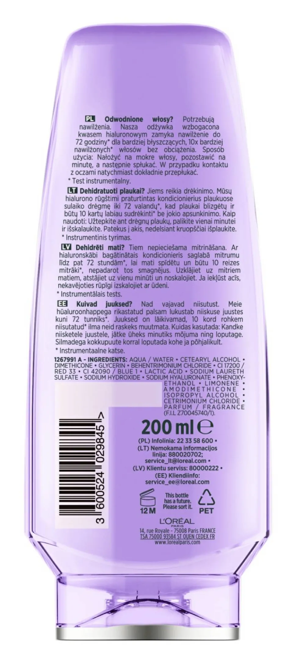 Intensiv feuchtigkeitsspendender Conditioner für trockenes und lebloses Haar mit Hyaluronsäure