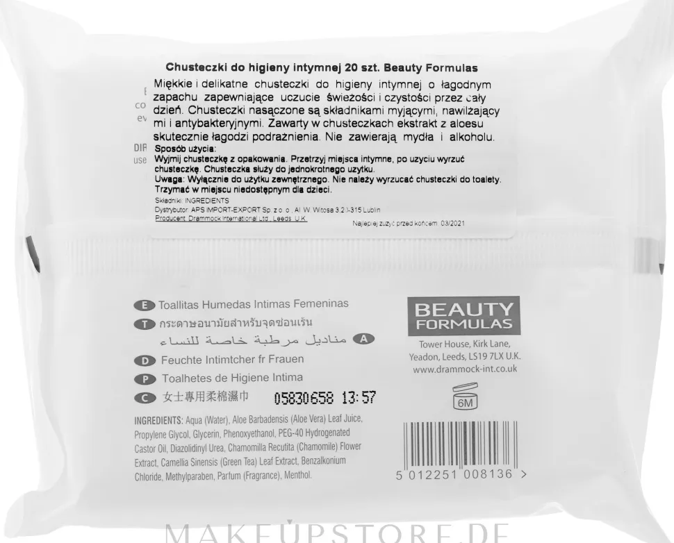 Intim-Pflegetücher mit Aloe Vera 20 St.