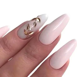 Künstliche Nägel, mandelförmig, rosa und gold, 24 Stück