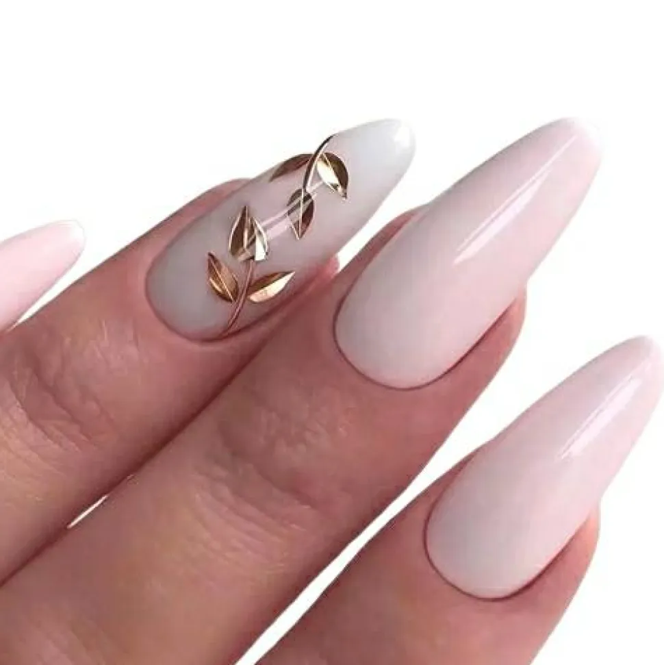 Künstliche Nägel, mandelförmig, rosa und gold, 24 Stück