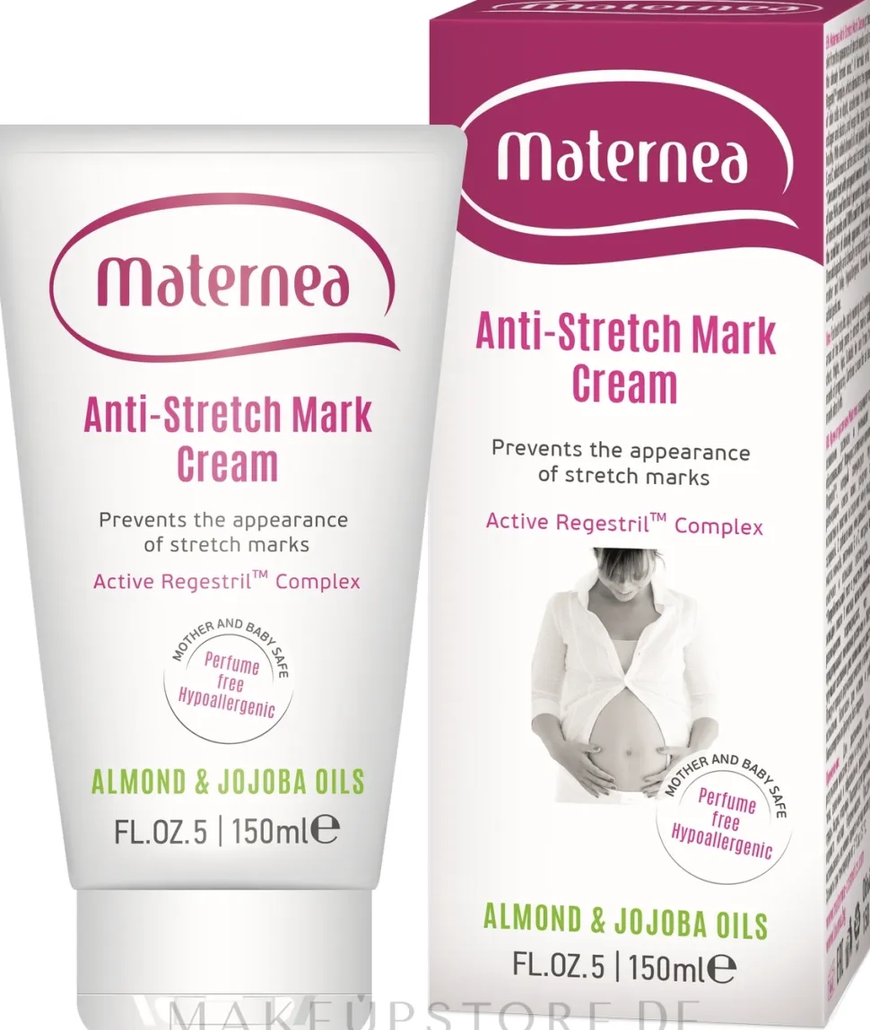 Körpercreme für Schwangere gegen Dehnungsstreifen mit Mandel- und Jojobaöl und Vitamin E, C