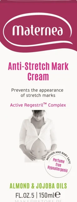 Körpercreme für Schwangere gegen Dehnungsstreifen mit Mandel- und Jojobaöl und Vitamin E, C