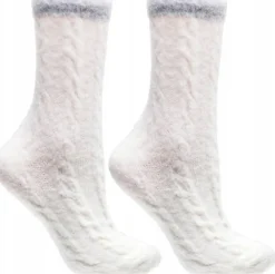 Lange Damen-Socken mit Fell, weiß