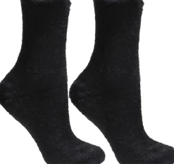 Lange Damensocken mit Fellbesatz, CDC400-524, schwarz