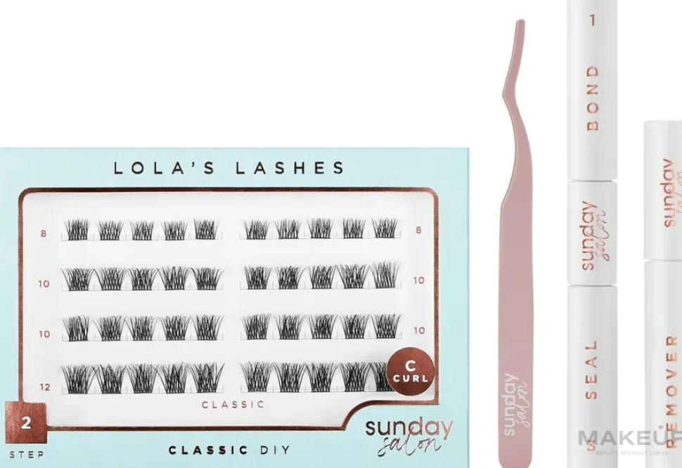 Lola's Lashes Classic Diy Lash Extensions Starter Set (Wimpernkleber/2x3,5 ml + Entferner/4 ml + Künstliche Wimpern/40 St. + Pinzette/1 St.)